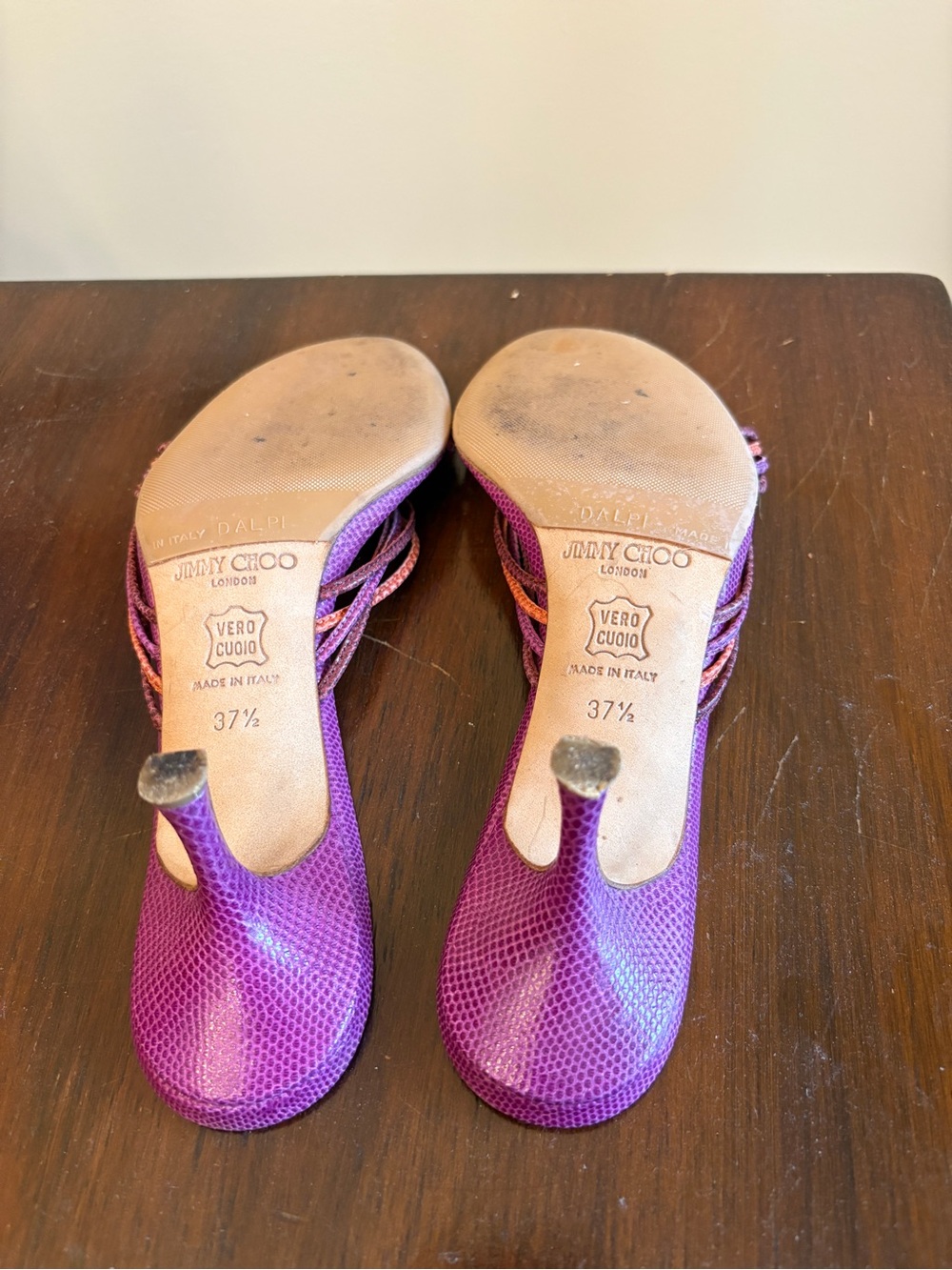 Jimmy Choo Vintage Purple Braided Strap Heeled Sandals - Picture 4 of 4